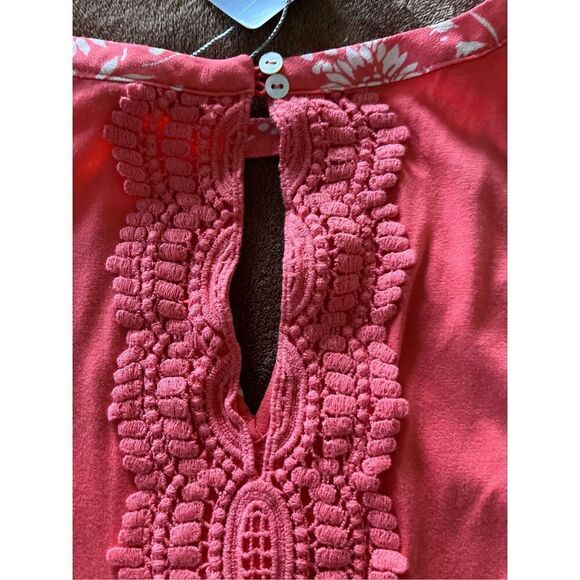 Brand New Daniel Rainn Women's Small Coral Floral Lace Embroidered Blouse Top - Picture 2 of 7